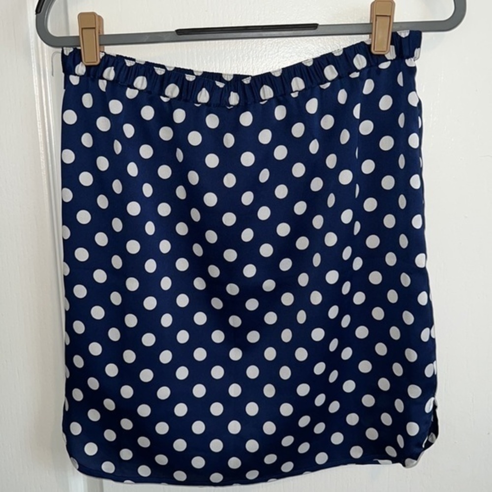 ANN TAYLOR - blue and white polka dot mini skirt - Picture 2 of 9